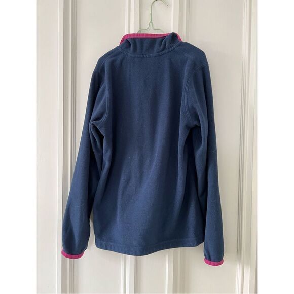 Land’s End Navy and hot pink fleece 1/4 zip top 10-12 - Picture 3 of 3